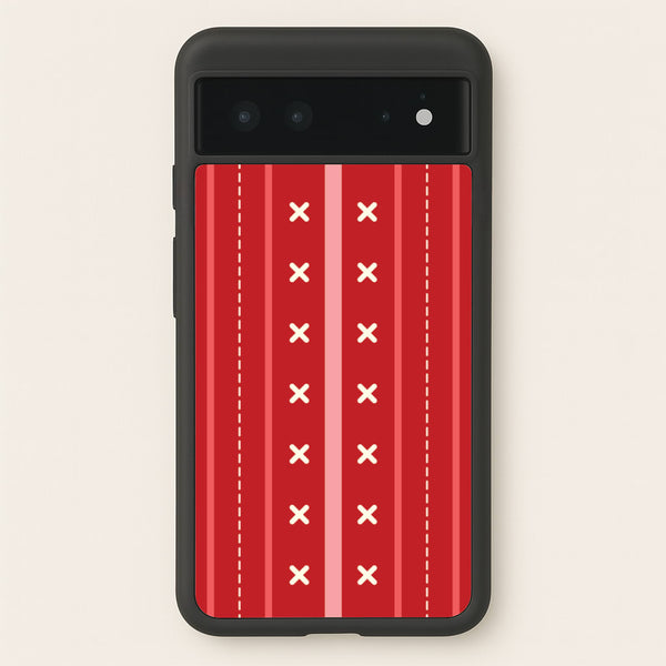 Stripes And Stitches Red Christmas Pattern Google Pixel 6 Case