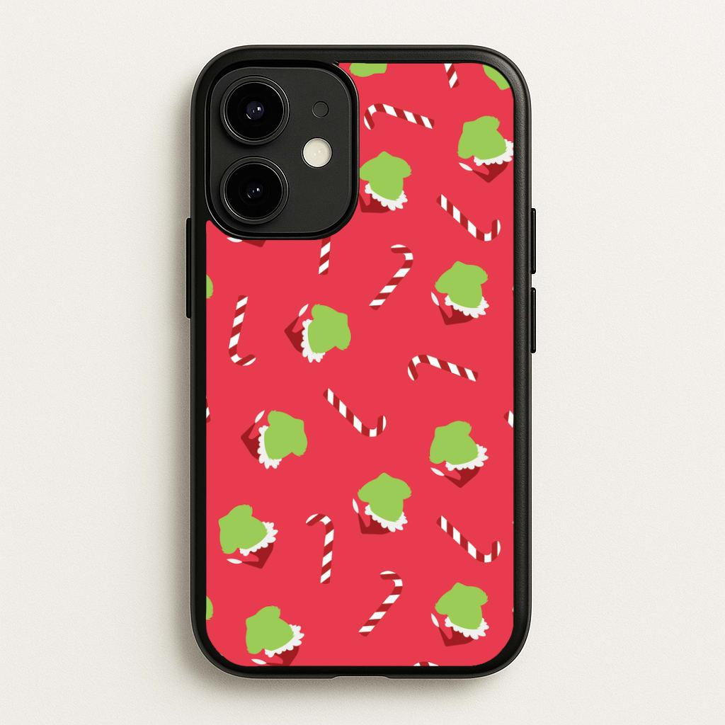 Green Creature And Candy Canes Pattern iPhone 12 / 12 Pro Case