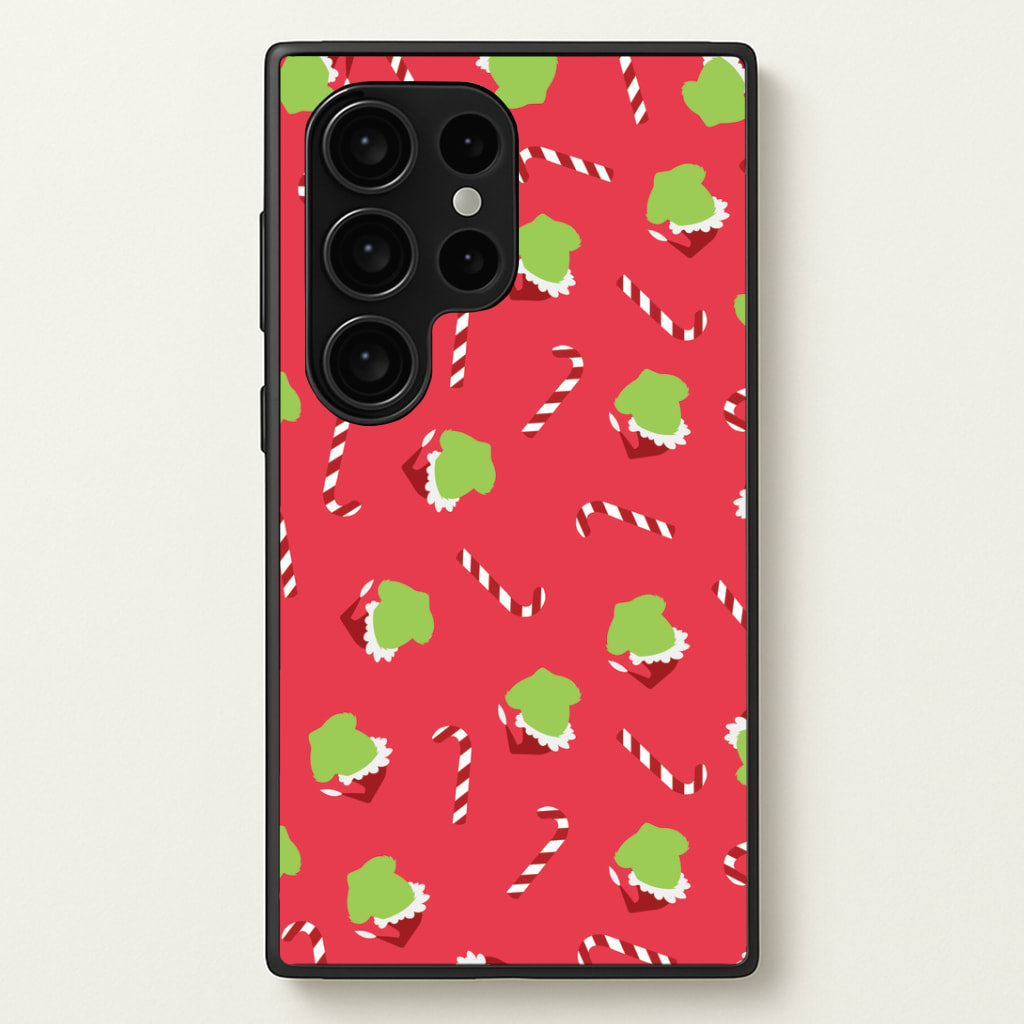 Green Creature And Candy Canes Pattern Galaxy S24 Ultra Case