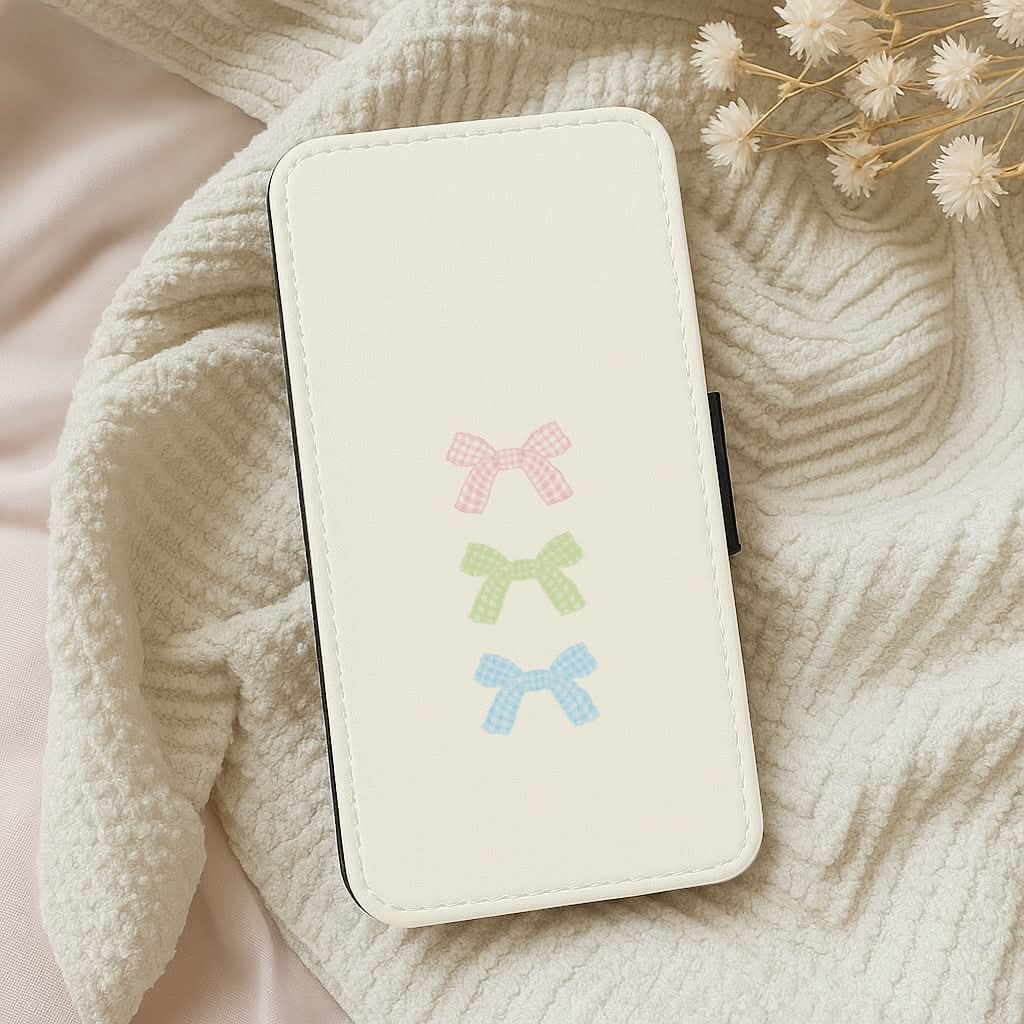 Gingham Tiered Ties Leather Phone Case