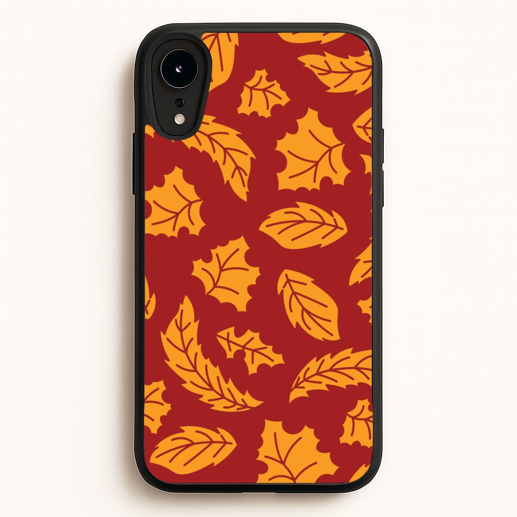 Orange Leaves Pattern iPhone XR Case