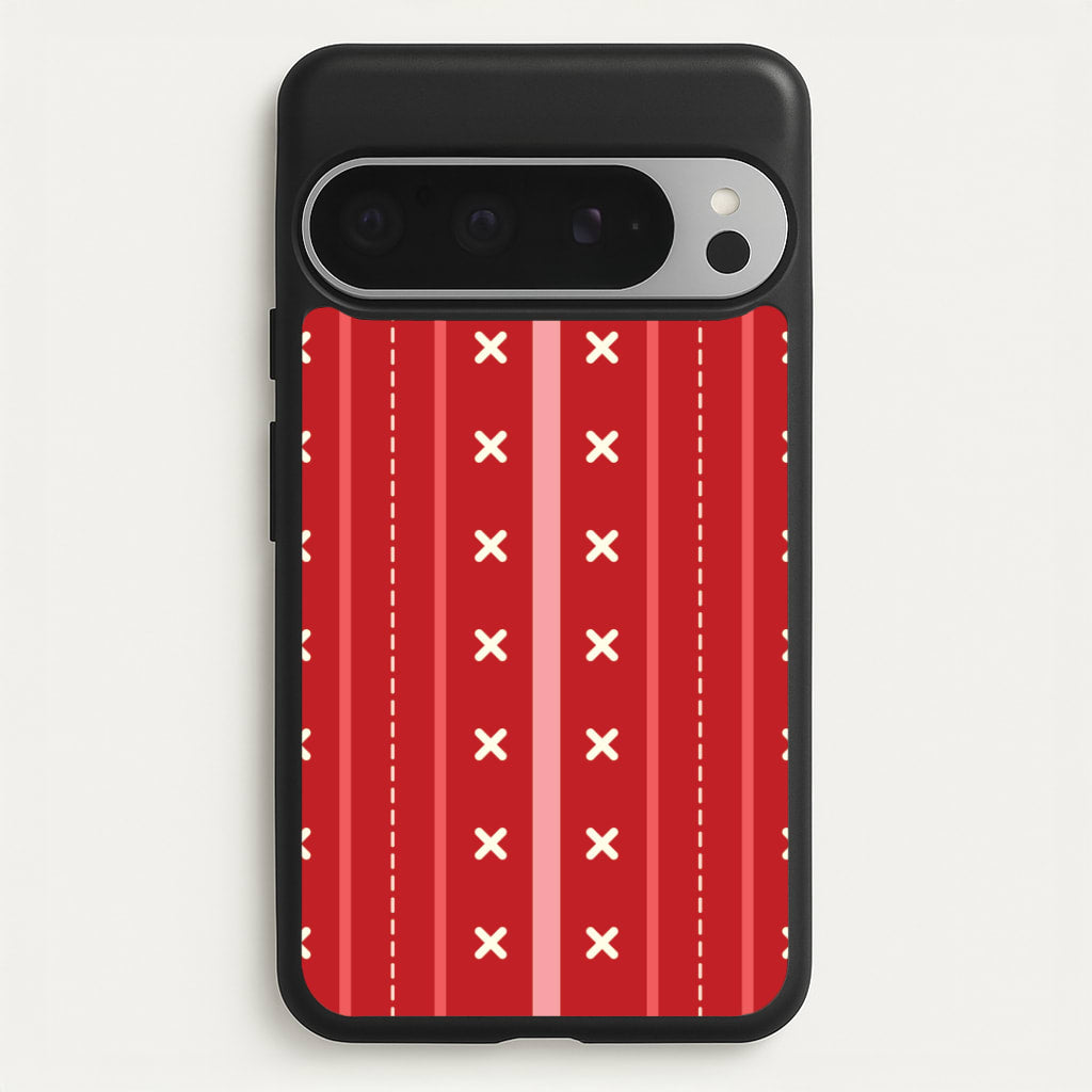 Stripes And Stitches Red Christmas Pattern Google Pixel 9 Pro XL Case