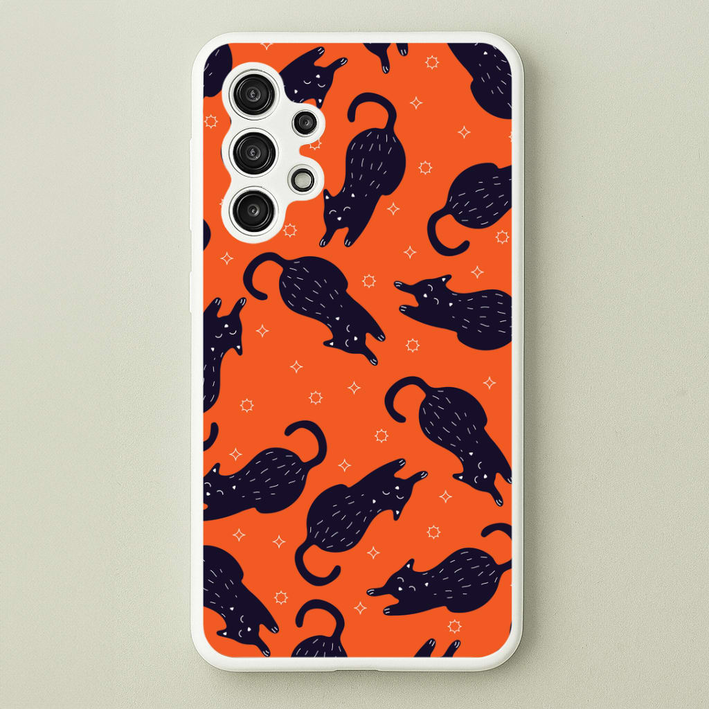 Black Cats And Stars Pattern Galaxy A13 Case