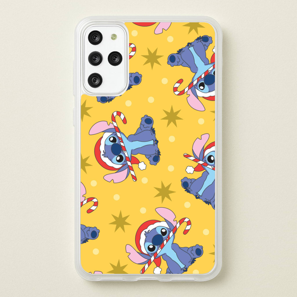 Cute Blue Alien Candycane Christmas Pattern Galaxy S20 Plus Case