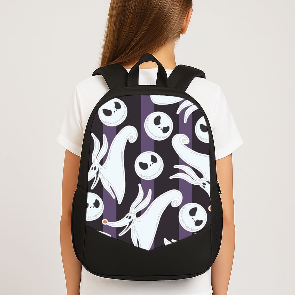 Skeleton Dog And Face Pattern School Bag