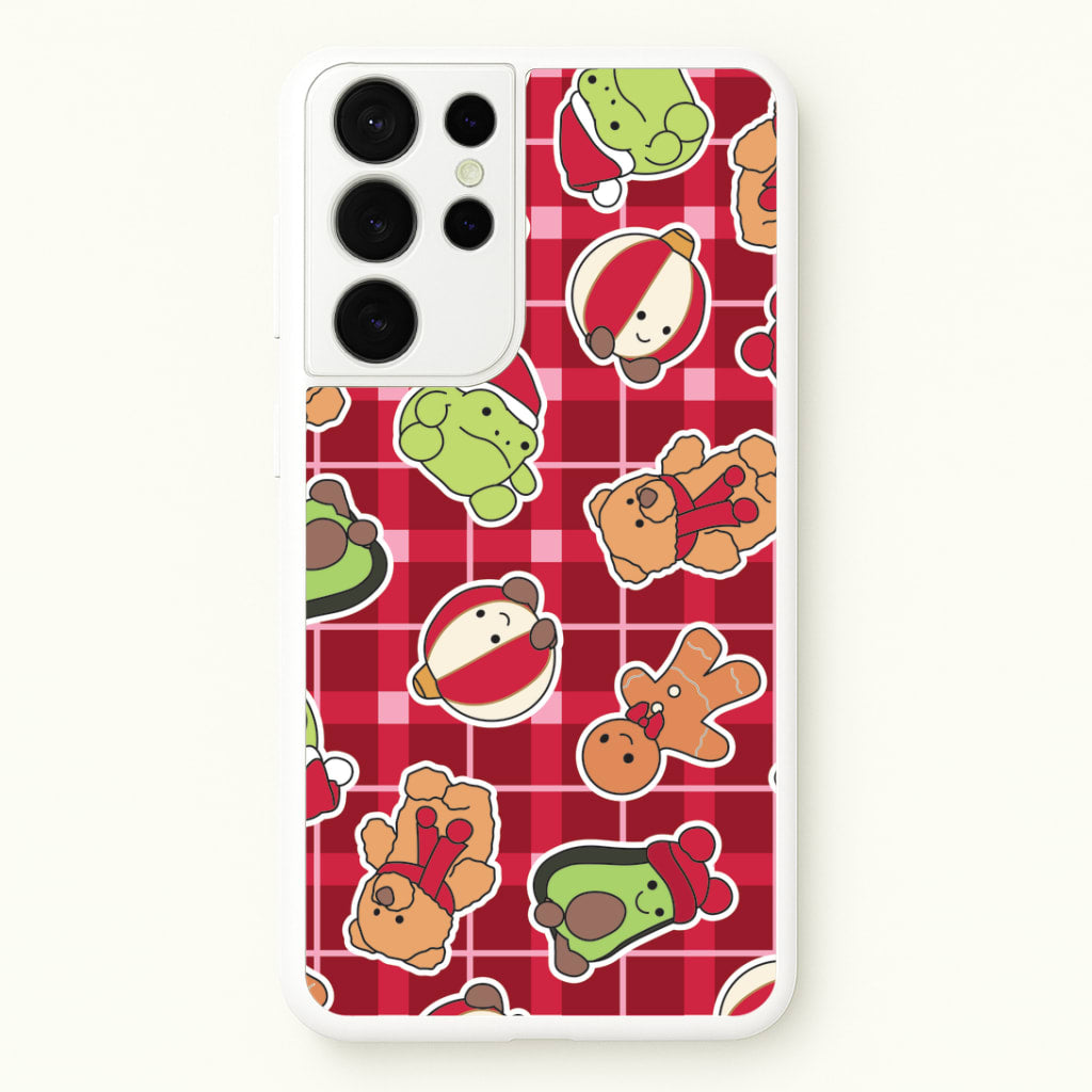 Christmas Plushies Tartan Pattern Galaxy S21 Ultra Case