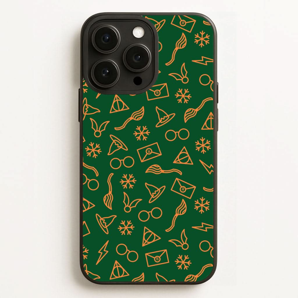 Christmas Wizard Icons Pattern Phone Case for Apple iPhone, Samsung Galaxy, Huawei and Google Pixel