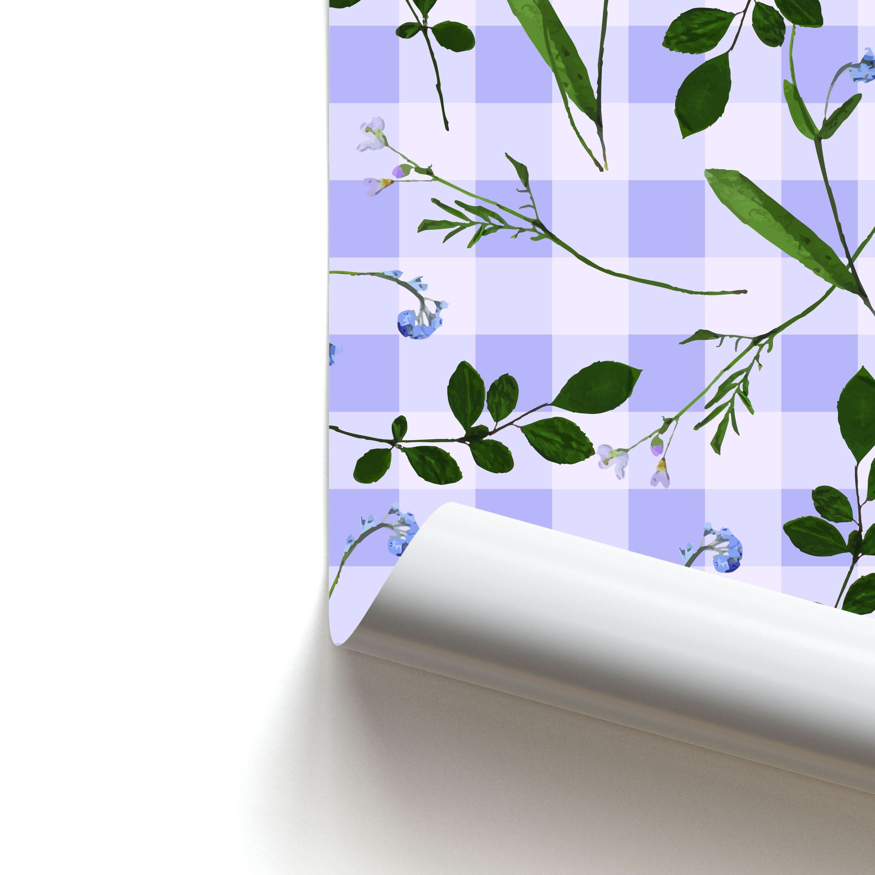 Checkered Pressed Flowers Pattern Poster