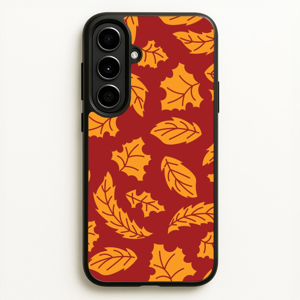 Orange Leaves Pattern Galaxy A56 Case