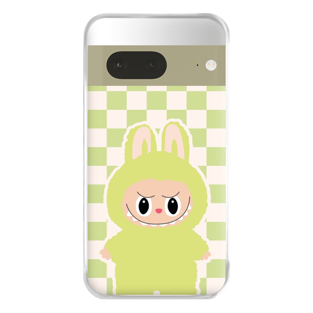 Checkered Cute Green Monster Google Pixel 7a Case