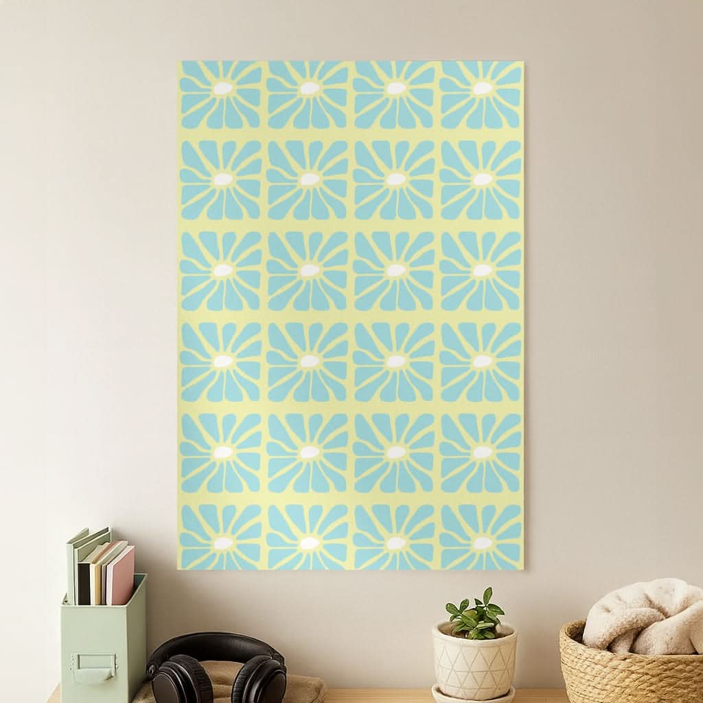 Square Abstract Flowers Blue Poster