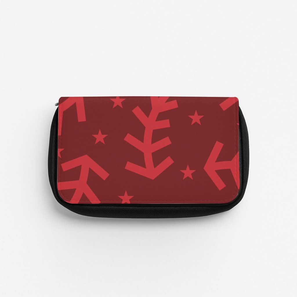 Abstract Ferns And Snowflakes Pattern Pencil Case