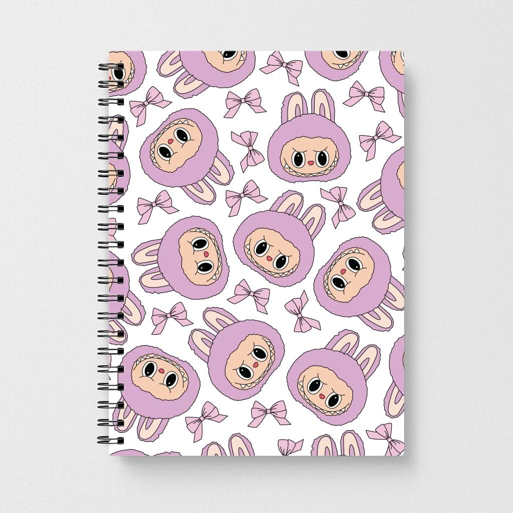 Cute Purple Monster And Bows Pattern Notebook