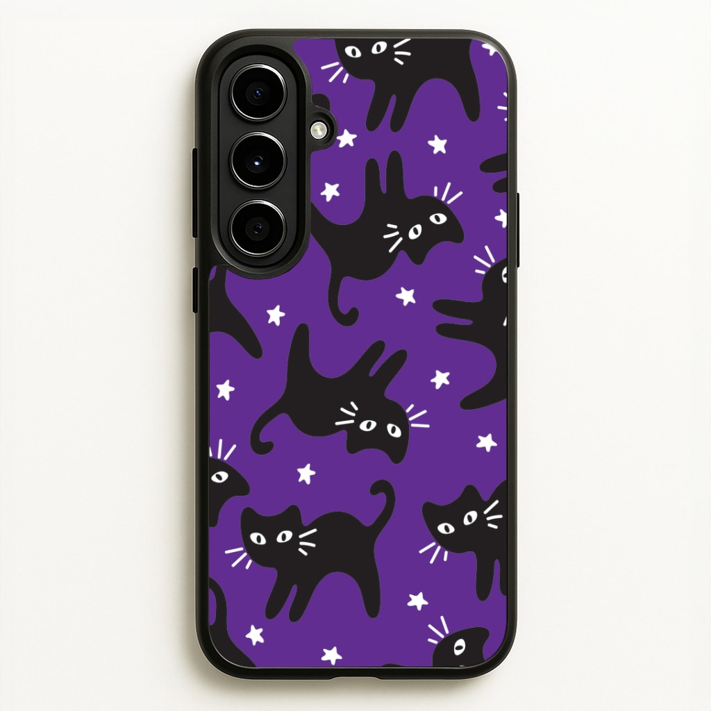 Cartoon Black Cats And Stars Pattern Galaxy A56 Case