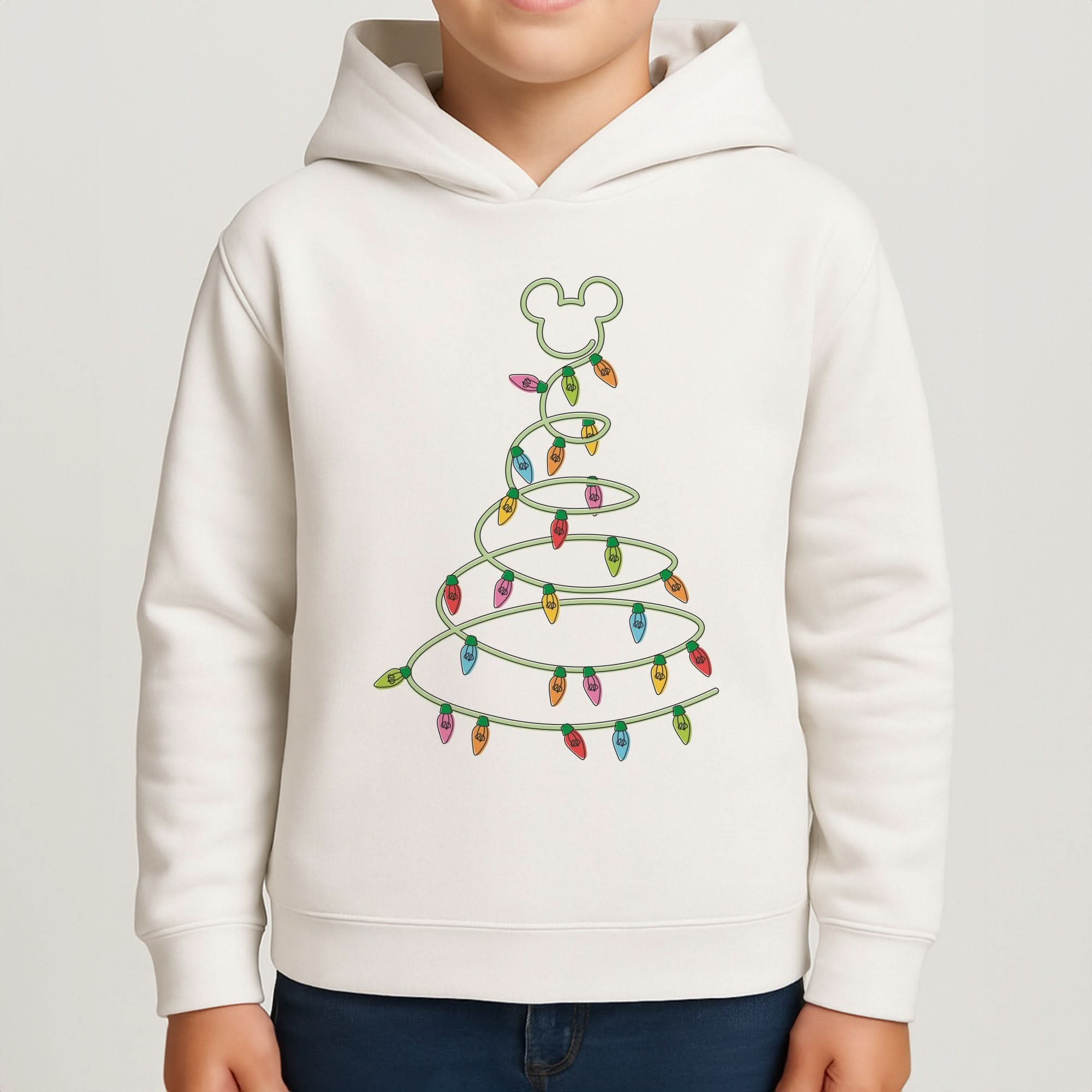 Cartoon Mouse Christmas Tree Lights Boys Hoodie
