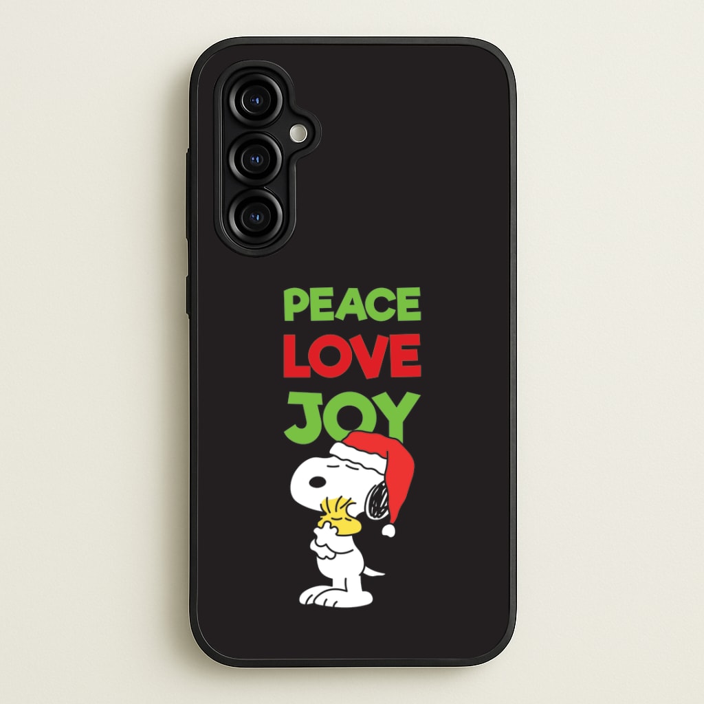 Peace, Love, Joy Christmas Cartoon Beagle Galaxy A54 Case
