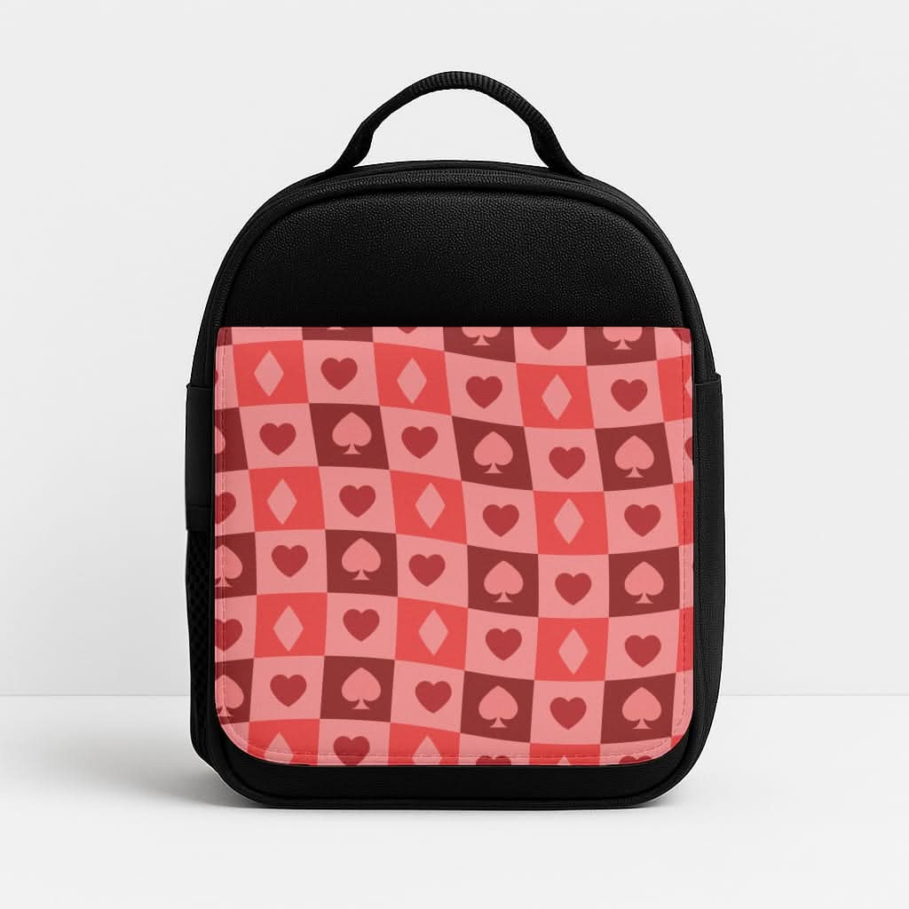 Card Suits Pattern Red Insulated Lunch Bag