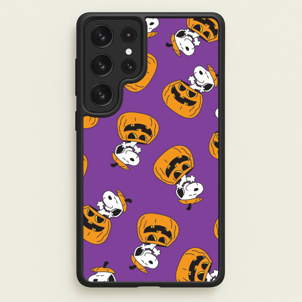 Cartoon Beagle Pumpkin Pattern Galaxy S22 Ultra Case