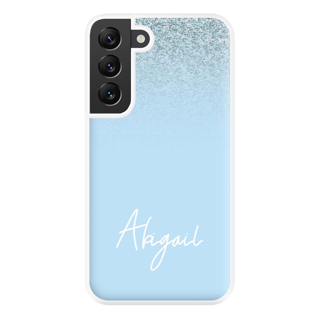 Blue Glitter Personalised Name Galaxy S22 Case