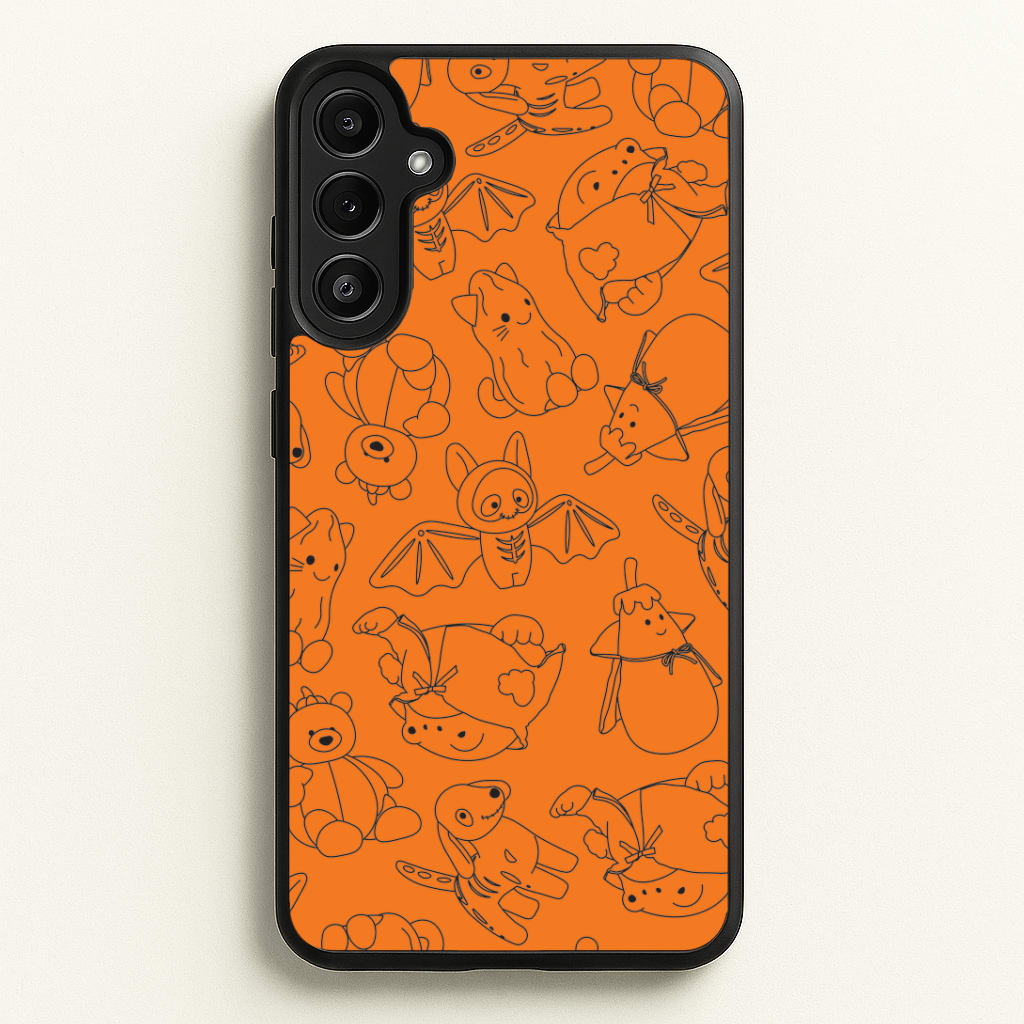 Halloween Plushies Pattern I - Halloween Galaxy A34 Case