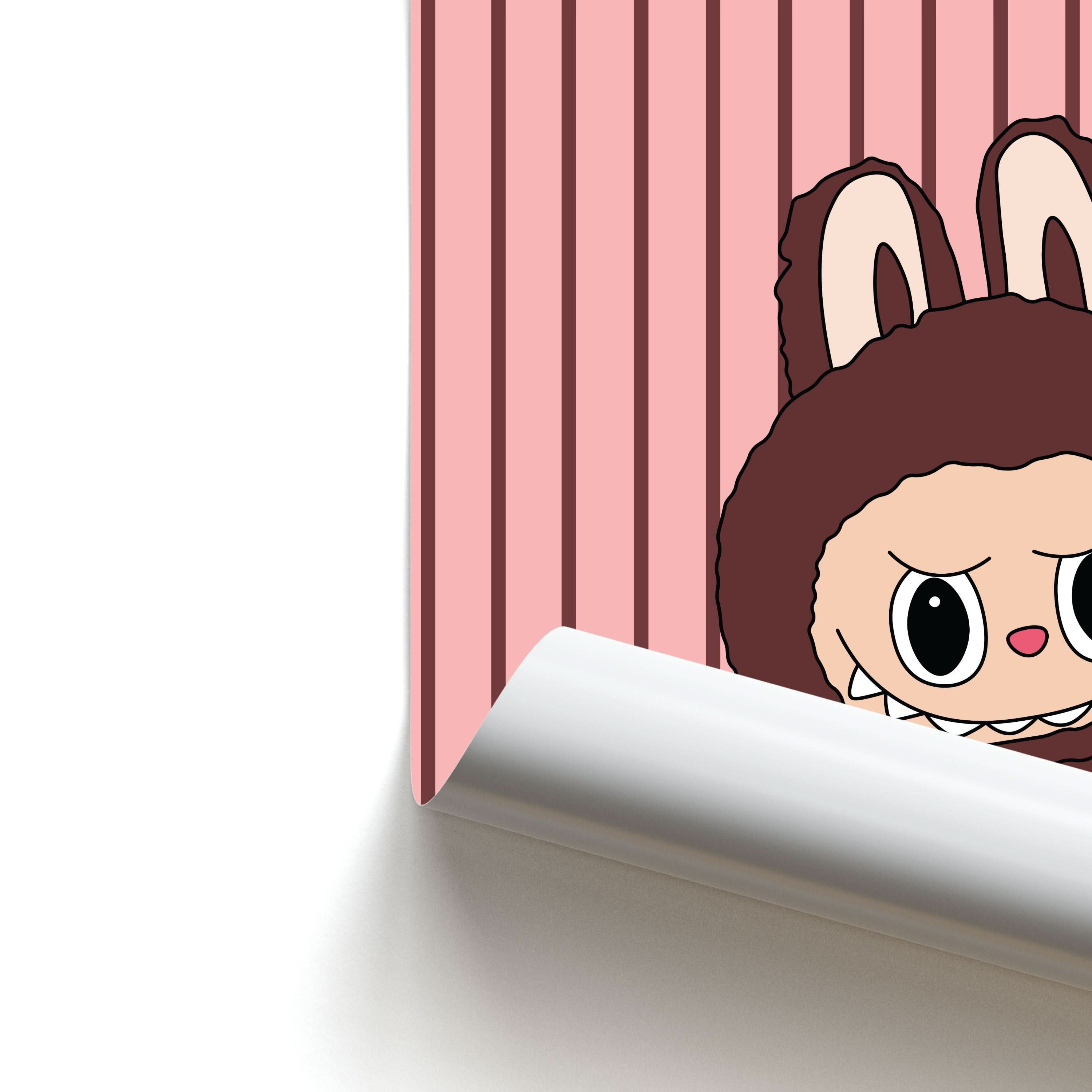 Stripey Cute Brown Monster Poster