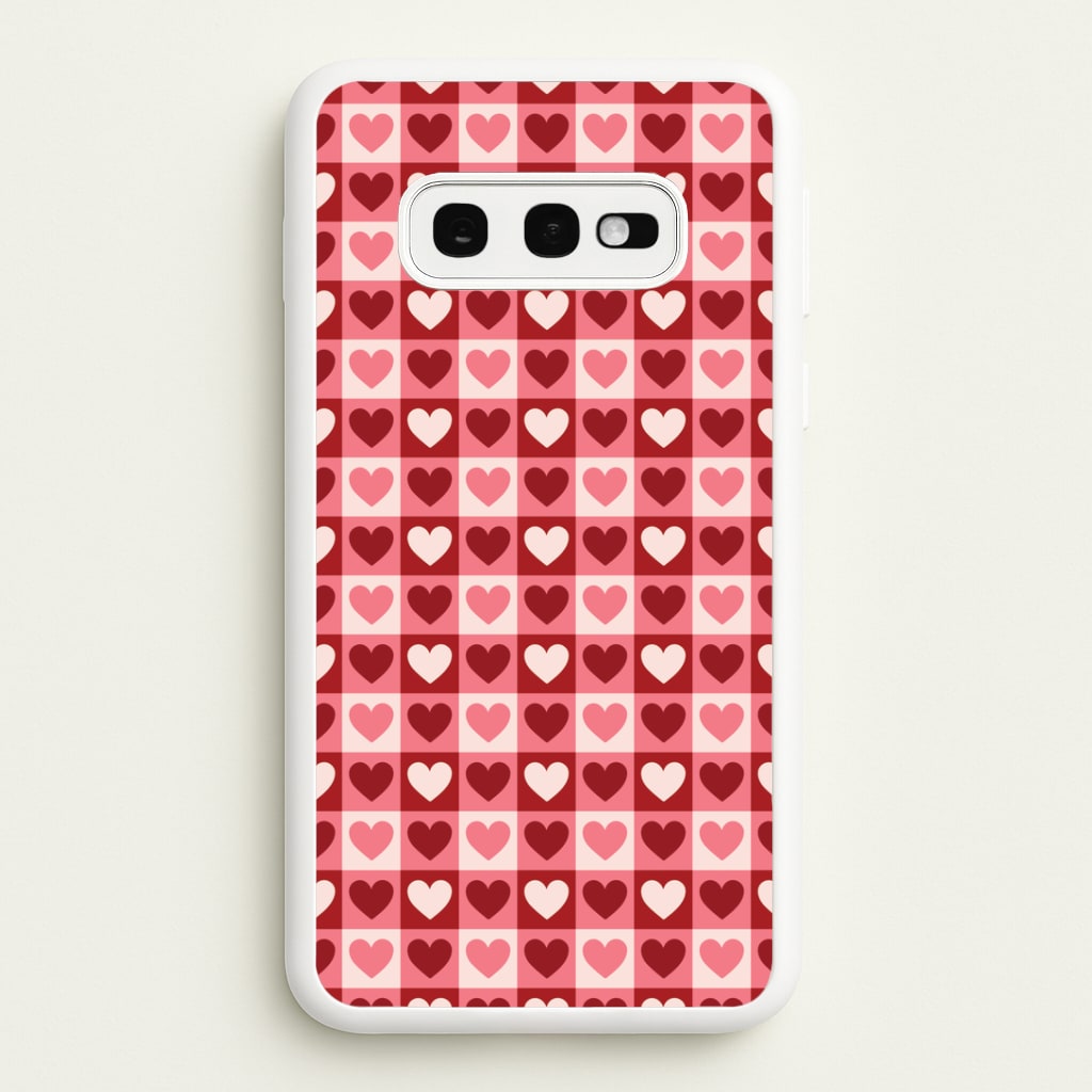 Pink Tartan Love Hearts Pattern Galaxy S10e Case