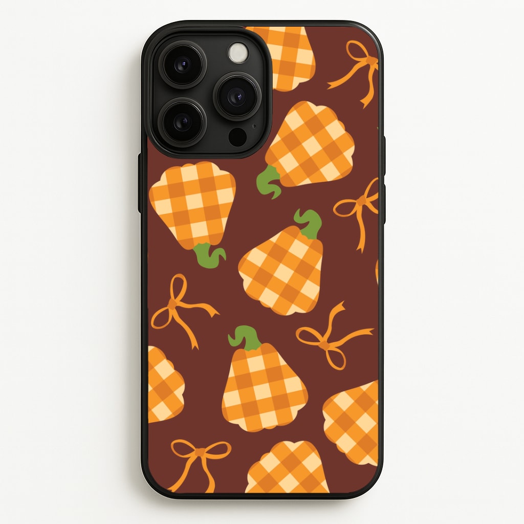Tartan Pumpkins And Bows Pattern iPhone 13 Pro Max Case