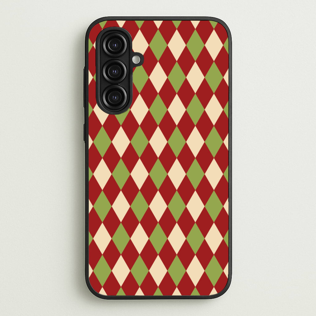 Red And Green Argyle Christmas Pattern Galaxy A16 Case
