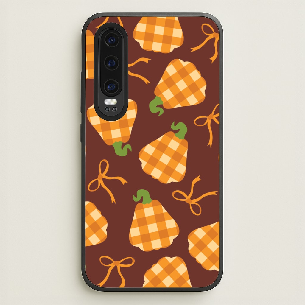 Tartan Pumpkins And Bows Pattern Huawei P30 Case