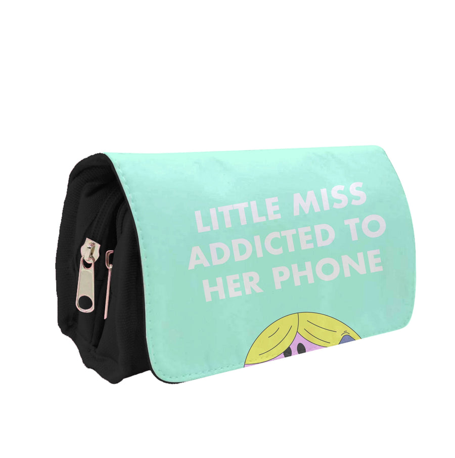 Little Miss Addicted To Her Phone - Aesthetic Quote Pencil Case
