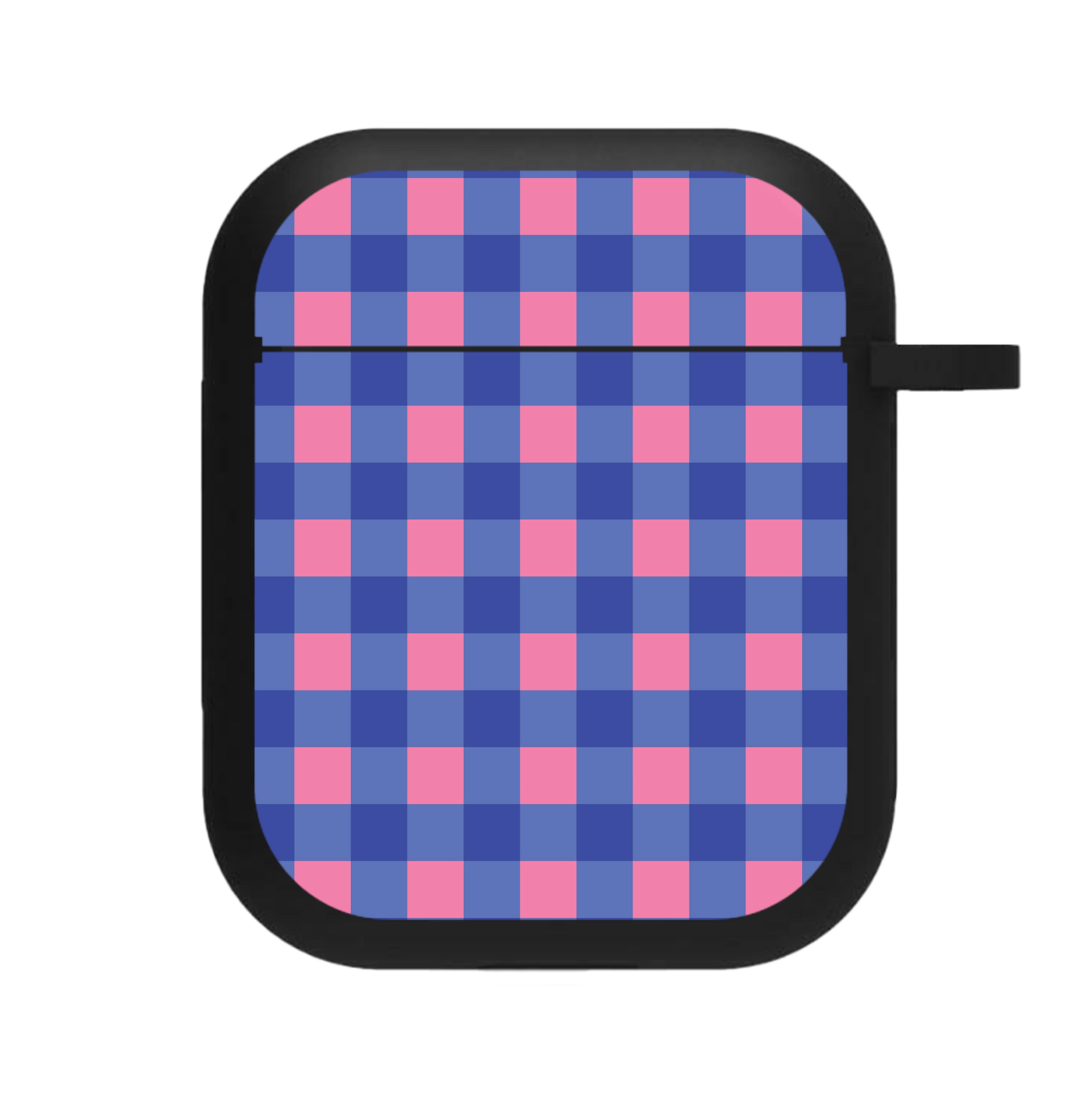 Pink And Blue Checkered Pattern AirPods Case