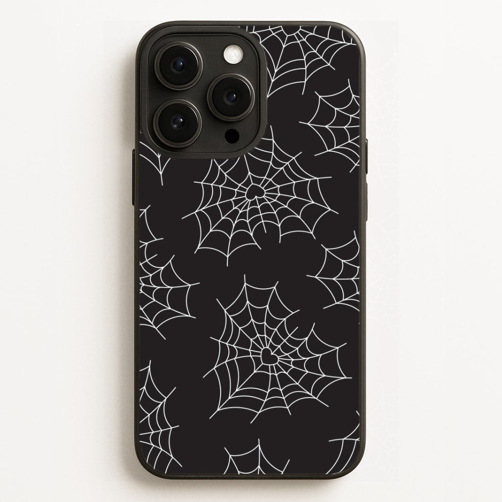 Spiderweb Hearts Pattern iPhone 16 Pro Case