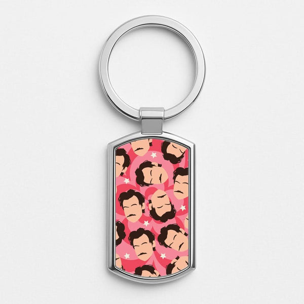 Harry Faceless Pattern Silver Metal Keyring