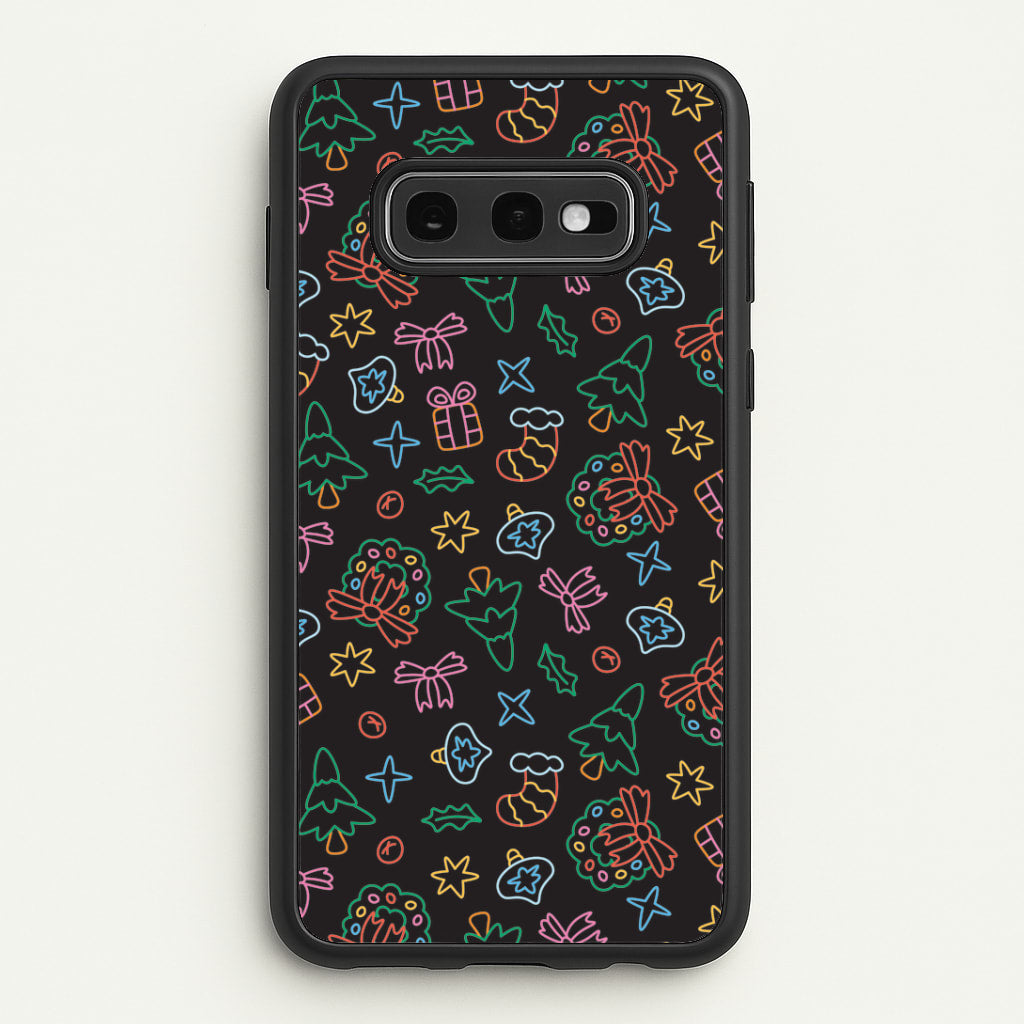 Neon Christmas Icons Pattern I Galaxy S10e Case