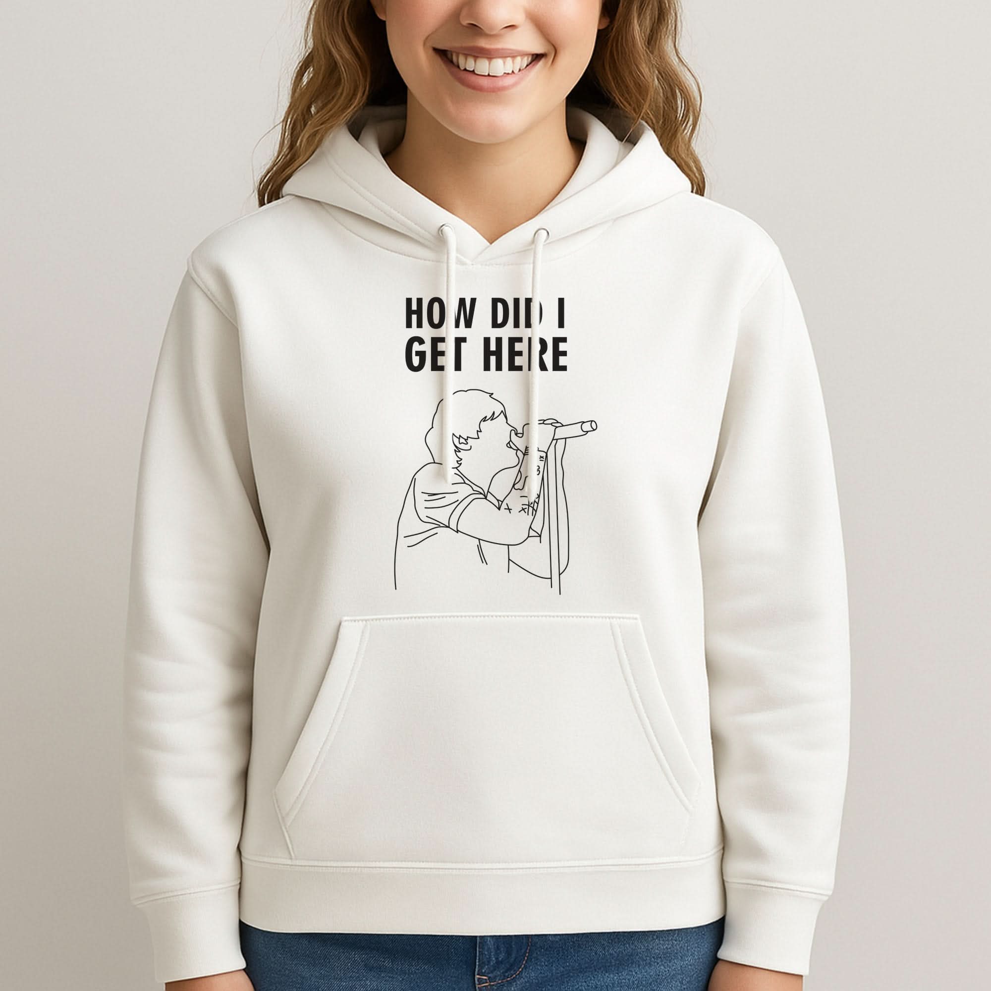 How Did I Get Here Outline Womans Hooded Sweatshirt