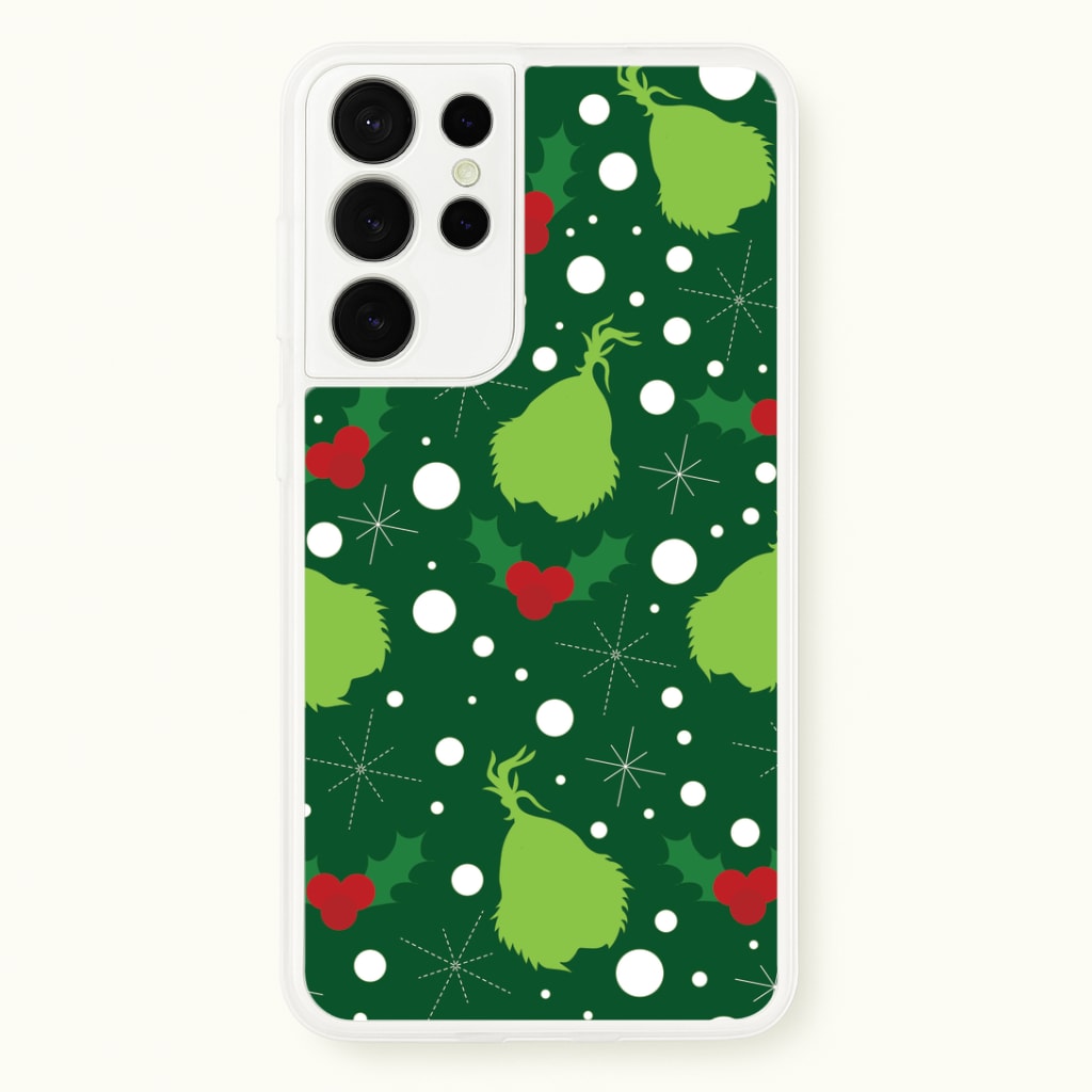 Green Creature Christmas Pattern Galaxy S21 Ultra Case