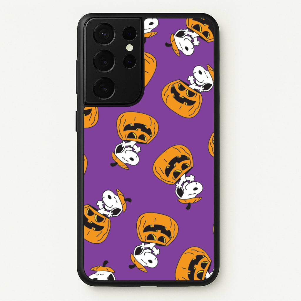 Cartoon Beagle Pumpkin Pattern Galaxy S21 Ultra Case