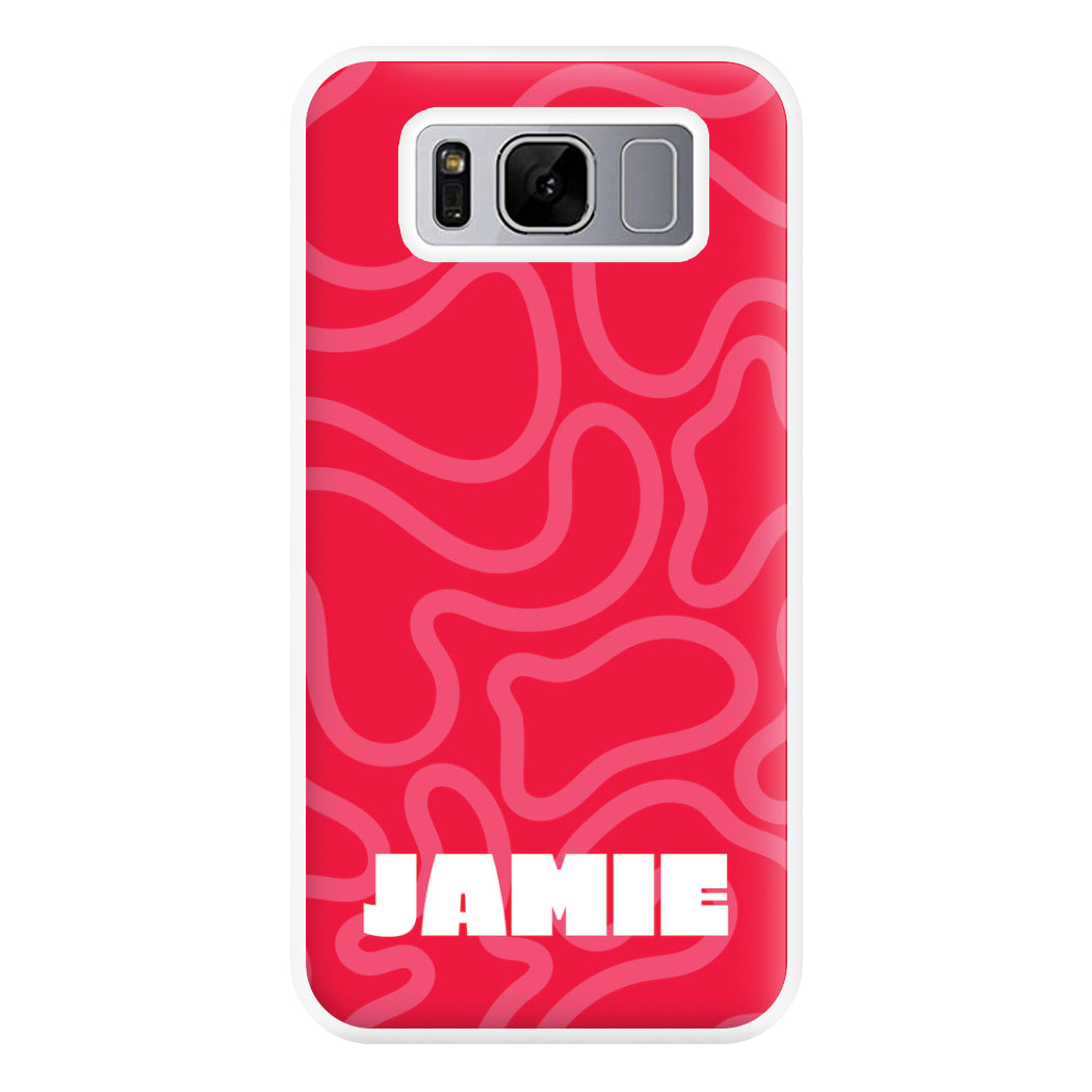 Red And Pink Squiggles Personalised Name Galaxy S8 Case