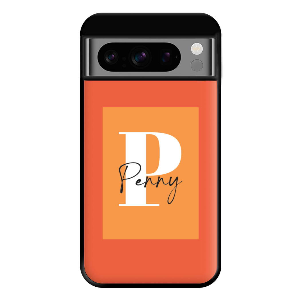 Orange Personalised Name Google Pixel 8 Pro Case