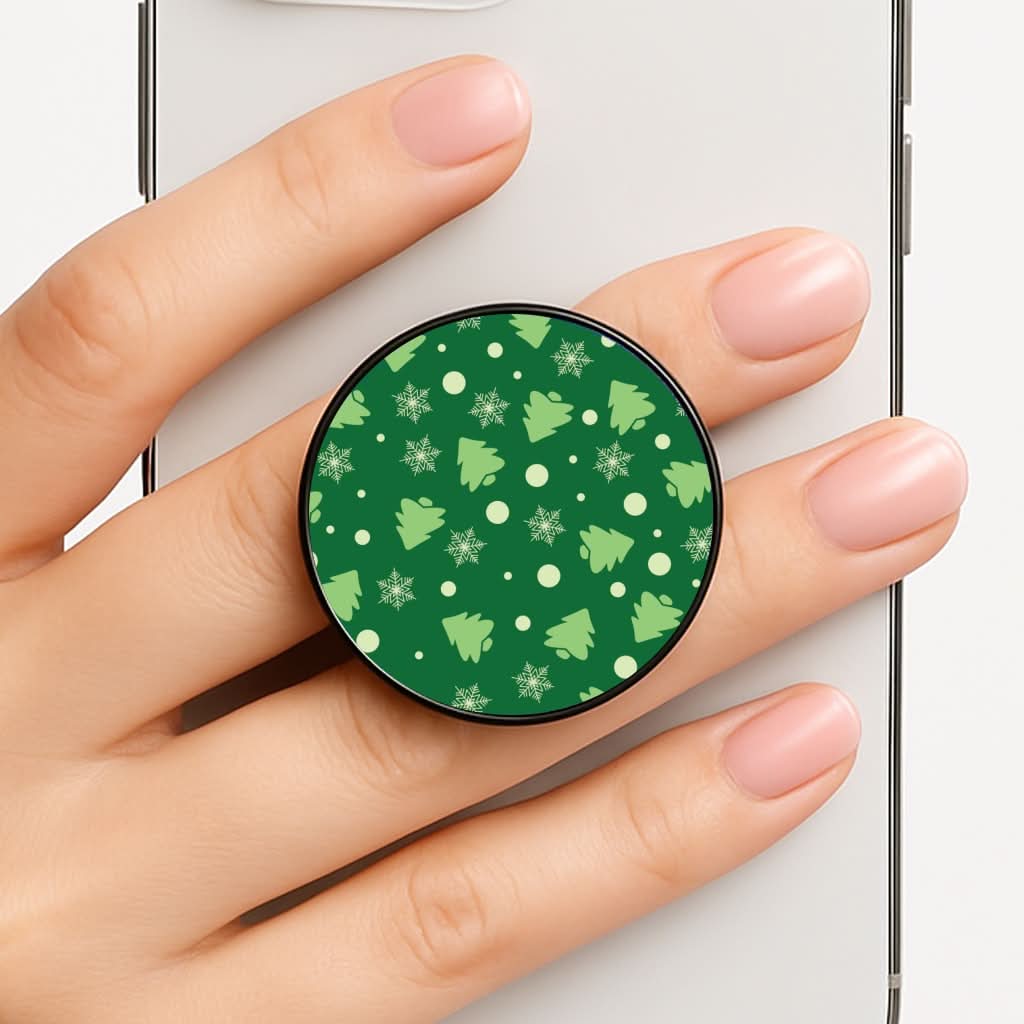 Cartoon Christmas Trees And Snowflakes Pattern FunGrip