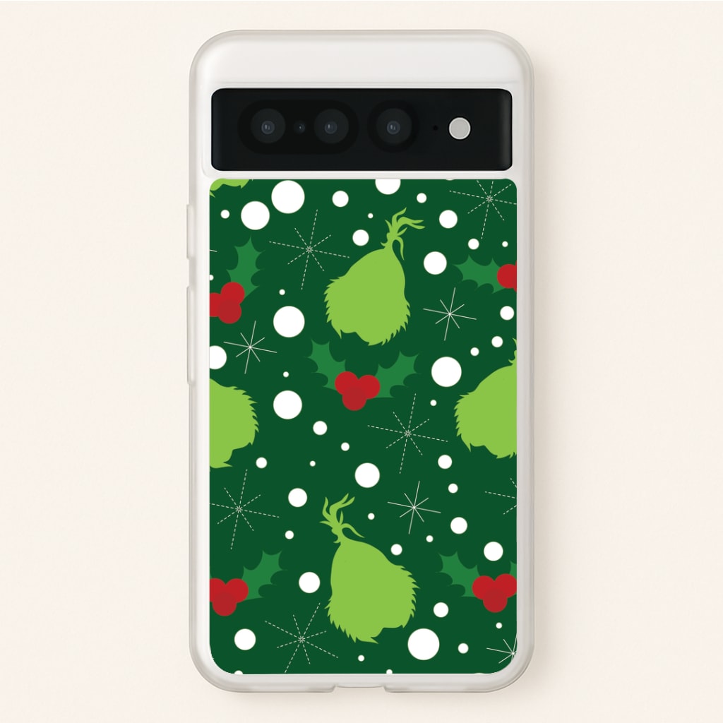 Green Creature Christmas Pattern Google Pixel 7 Pro Case