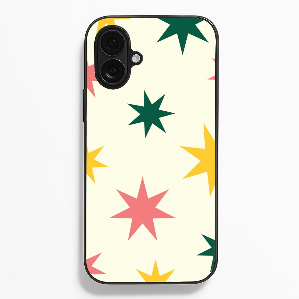 Colourful Christmas Stars Pattern iPhone 16 Plus Case