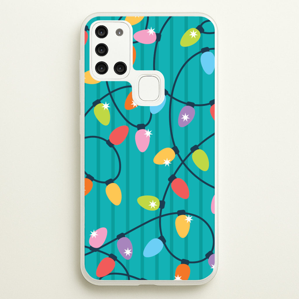 Funky Christmas Lights Pattern Galaxy A21s Case