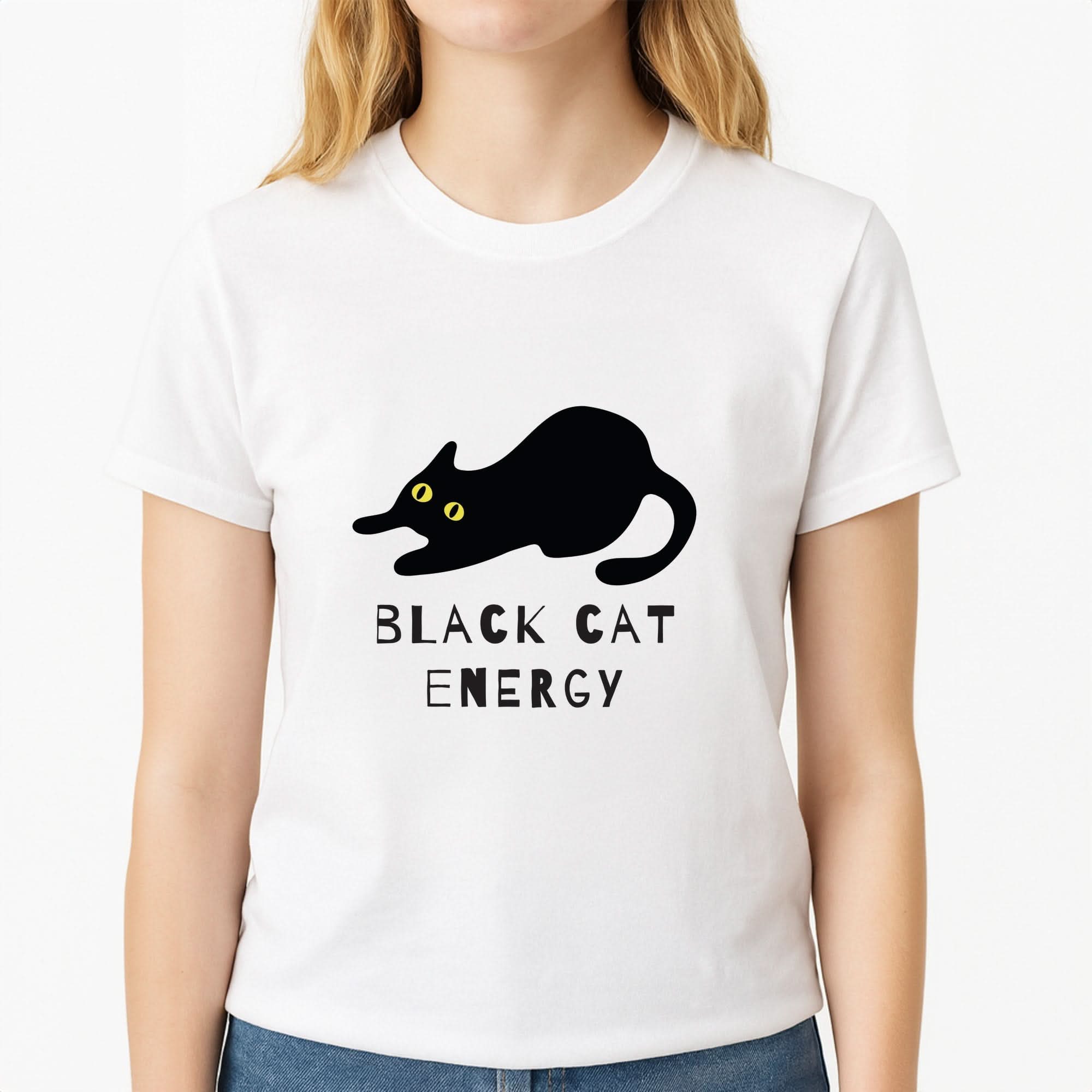 Black Cat Energy Womens T-Shirt