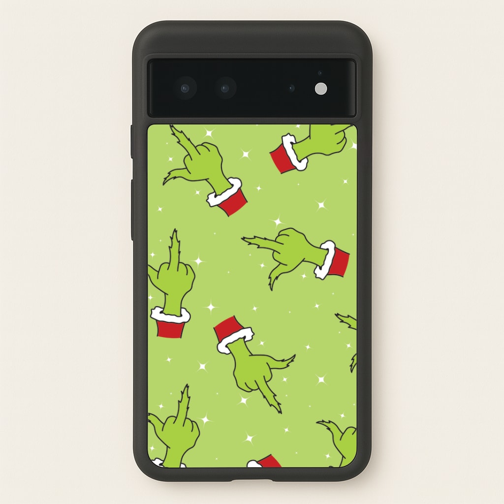 Green Middle Finger Christmas Pattern Google Pixel 6 Case