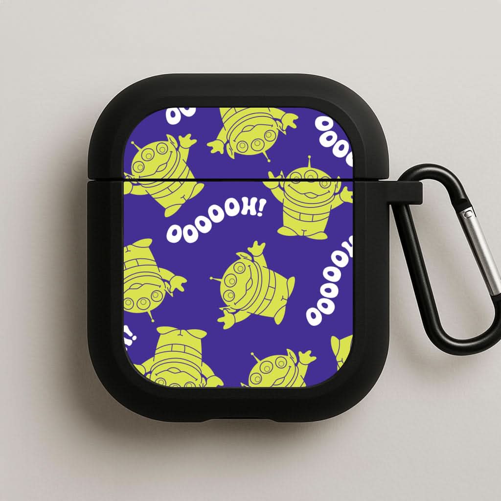 Toy Aliens Silhouette Pattern Black AirPods Case