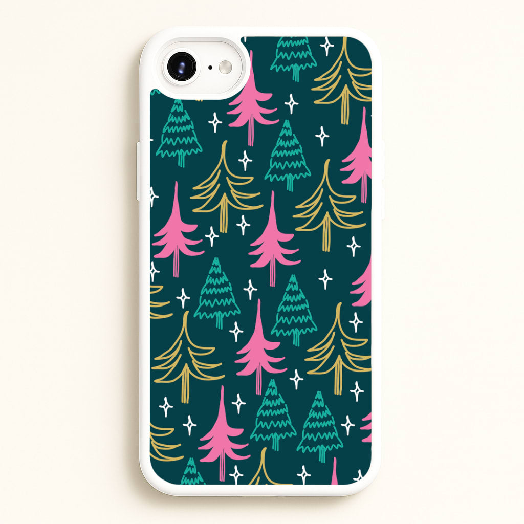 Colourful Sketched Christmas Trees Pattern iPhone 6 Plus / 7 Plus / 8 Plus Case