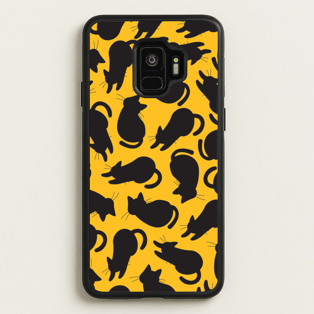 Black Cat Silhouettes Pattern Galaxy S9 Case