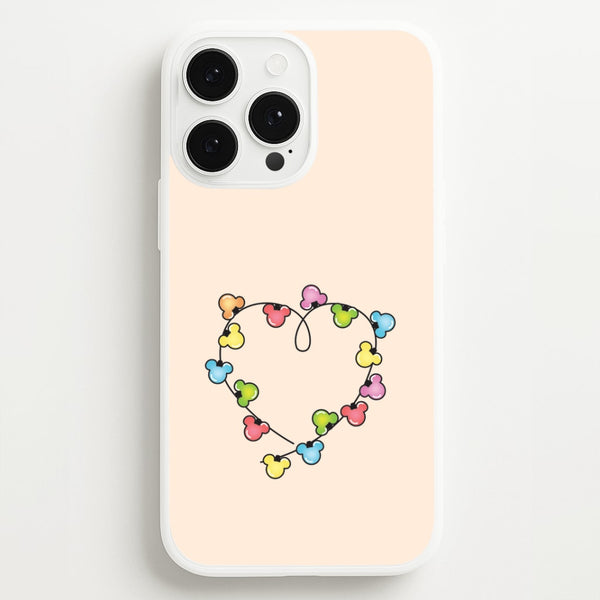Cartoon Mouse Christmas Fairylights Heart iPhone 13 Pro Max Case