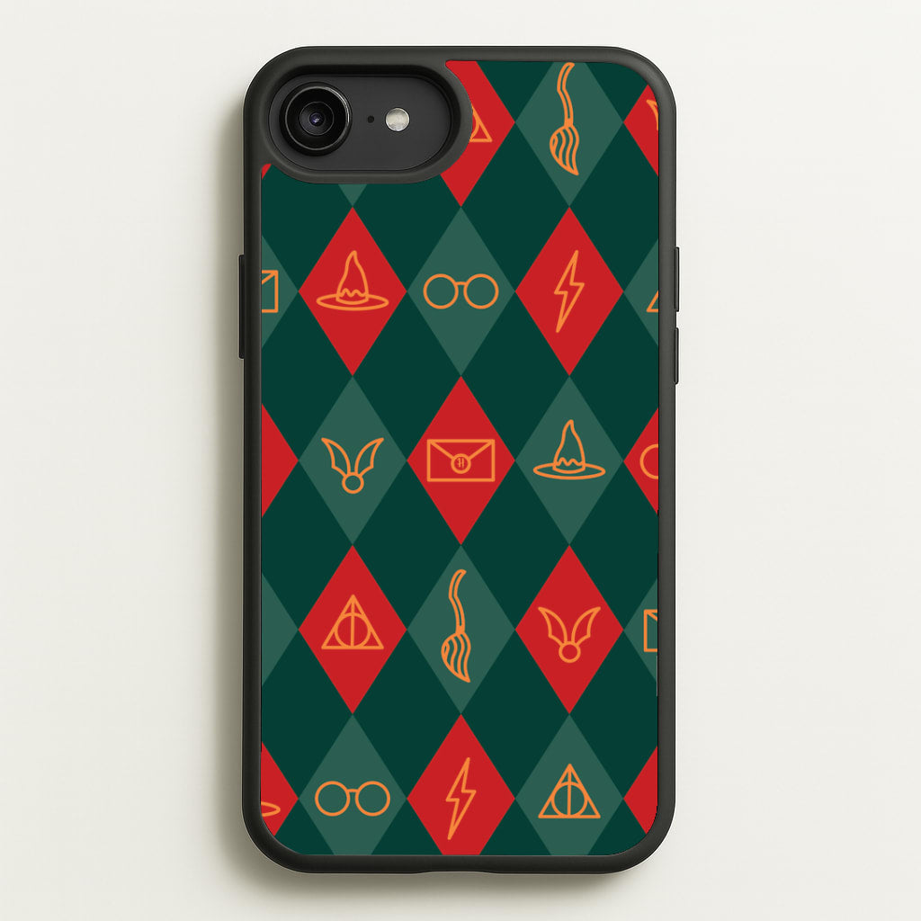 Christmas Wizard Icons Argyle Pattern iPhone 6 Plus / 7 Plus / 8 Plus Case